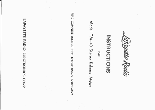 Stereo Level Indicator TM-40; Lafayette Radio & TV (ID = 1750905) Ausrüstung