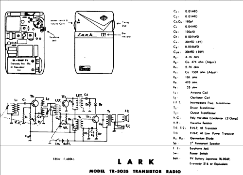 Lark 3 Transistor TR-303S; DDK D.D.K. Co. Ltd.; (ID = 507303) Radio