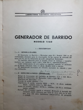 Generador de Barrido 1560; LEA - Laboratorios (ID = 3100745) Equipment