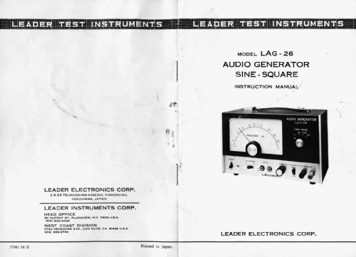 Audio Generator LAG-26; Leader Electronics (ID = 1024123) Ausrüstung