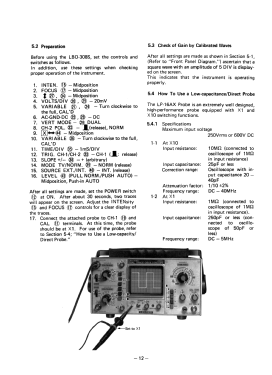 Dual Trace Portable Oscilloscope LBO-308S; Leader Electronics (ID = 2832245) Equipment