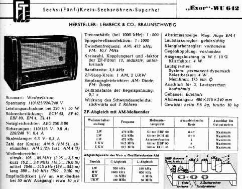 Exor WU642 ; Lembeck & Co.Lembeck (ID = 2214980) Radio