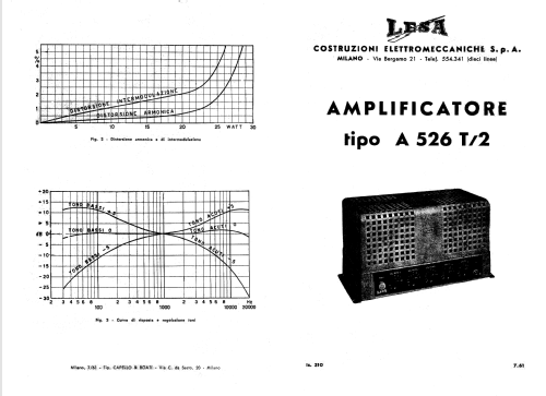 Amplificatore 526T/2; LESA ; Milano (ID = 1536400) Ampl/Mixer