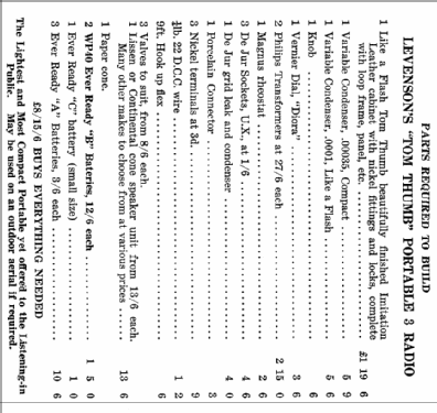 Tom Thumb 3 Valve Portable ; Levenson's Radio; (ID = 2072939) Kit