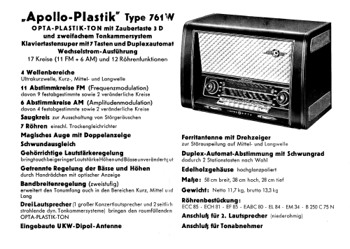 Apollo Plastik 761W; Loewe-Opta; (ID = 3070930) Radio