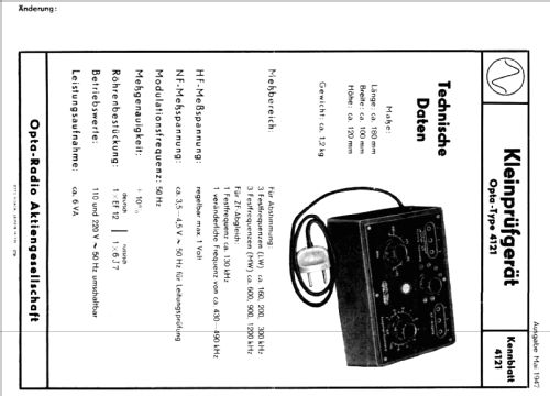 Kleinprüfgerät 4121; Loewe-Opta; (ID = 71087) Equipment