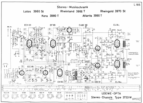 Kora-Stereo 3980T/W Ch= 3733W hell Radio Loewe-Opta; |Radiomuseum.org