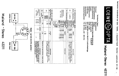 Mailand-Stereo 42 211 Ch= 42834; Loewe-Opta; (ID = 333873) Radio
