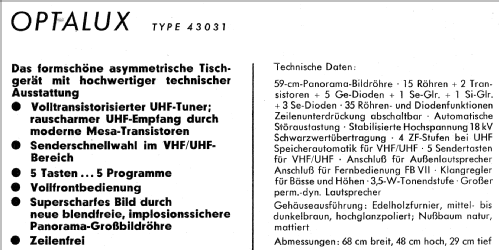 Optalux 43 031; Loewe-Opta; (ID = 580493) Television