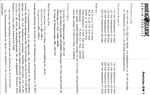 Patrizier GW; Loewe-Opta; (ID = 2126474) Radio