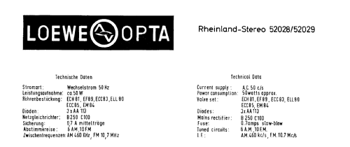 Rheinland-Stereo 52 028 Ch= 52 828; Loewe-Opta; (ID = 98702) Radio