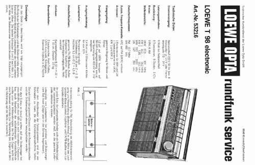 T98 Electronic 53216; Loewe-Opta; (ID = 477825) Radio