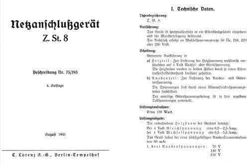 Netzanschlußgerät Z.St.8; Lorenz; Berlin, (ID = 261426) Power-S