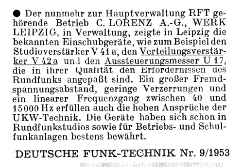 Aussteuerungsmesser U 17 ; Lorenz i.V. Leipzig (ID = 3052664) Equipment