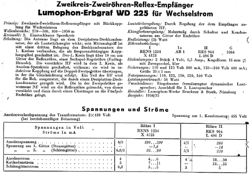 Erbgraf W WD225; Lumophon, Bruckner & (ID = 14558) Radio