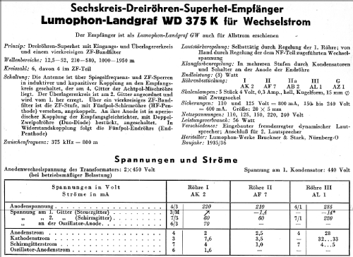 Landgraf WD375K; Lumophon, Bruckner & (ID = 14552) Radio