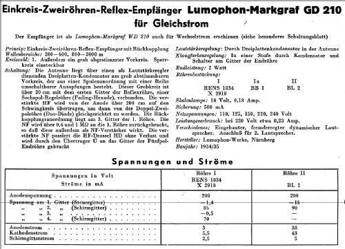 Markgraf GD210; Lumophon, Bruckner & (ID = 14519) Radio