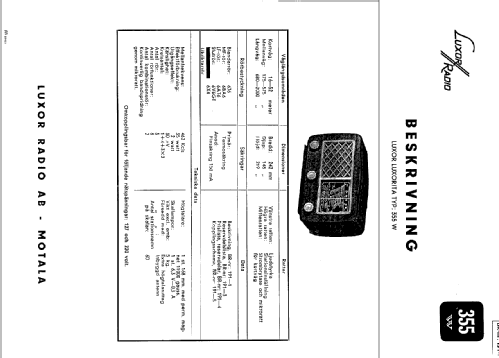 Luxorita 355W; Luxor Radio AB; (ID = 249329) Radio