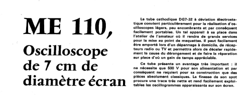 Oscilloscope ME110; Mabel Electronique; (ID = 3092123) Equipment
