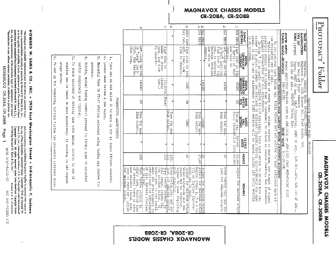 CR-208B ; Magnavox Co., (ID = 1381924) Radio