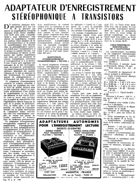 Adaptateur d'enregistrement stéréophonique à transistors Ch= Truvox; Magnétic-France; (ID = 2998161) R-Player