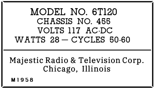 6T120 Ch= 455; Majestic Radio & (ID = 3051510) Radio