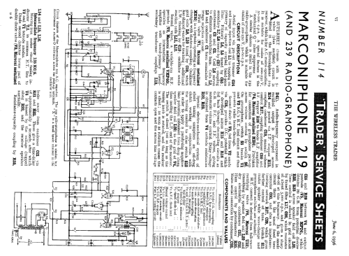 Marconiphone 219; Marconi Co. (ID = 1029140) Radio