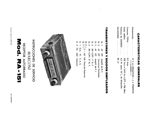 RA-151; Marconi Española S.A (ID = 2227494) Car Radio