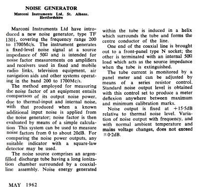 Noise Generator TF1301; Marconi Instruments, (ID = 2668715) Equipment