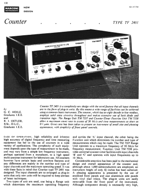 Electronic Counter TF 2401; Marconi Scientific (ID = 2783157) Equipment