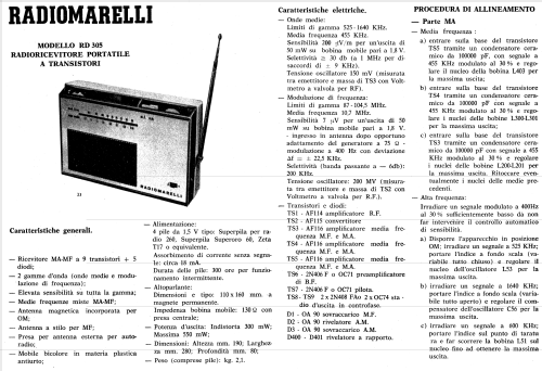 RD305; Marelli Radiomarelli (ID = 799663) Radio