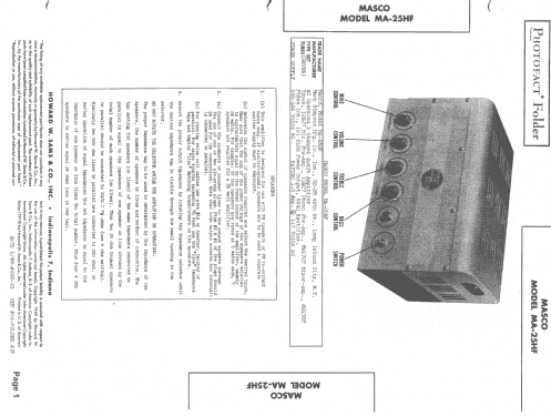 High Fidelity Amplifier MA-25HF; Masco Mark Simpson (ID = 1477784) Ampl/Mixer