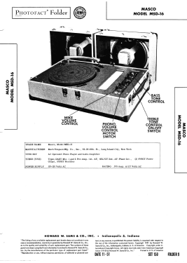 Masco MSD-16; Masco Mark Simpson (ID = 2973582) R-Player