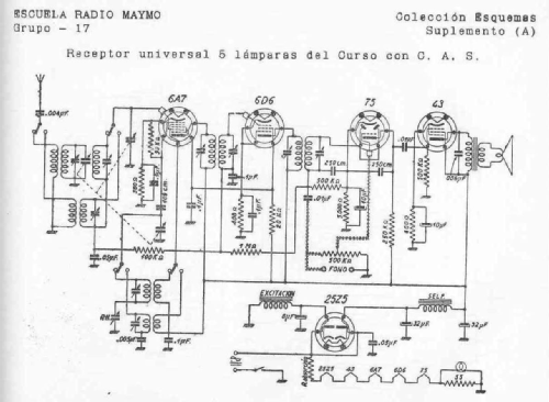 Receptor Universal del Curso con C.A.S. ; Maymo, Escuela Radio (ID = 3093987) Radio