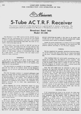 5-Tube AC T.R.F. Kit 10-1106; Meissner Mfg. Div., (ID = 2728716) Kit