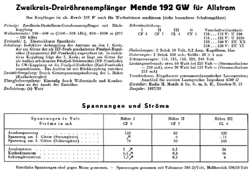 192GW; Mende - Radio H. (ID = 28063) Radio