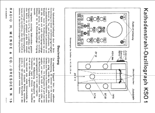 Katodenstrahloszillograph KSO1 ; Mende - Radio H. (ID = 963084) Equipment