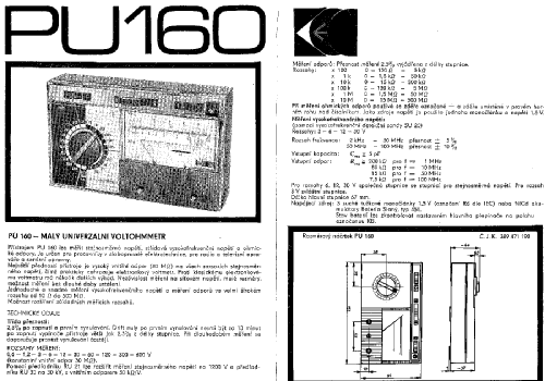 Univerzalni Voltohmmetr - Universal Volt/Ohmmeter PU 160; Metra Blansko; (ID = 1783588) Ausrüstung