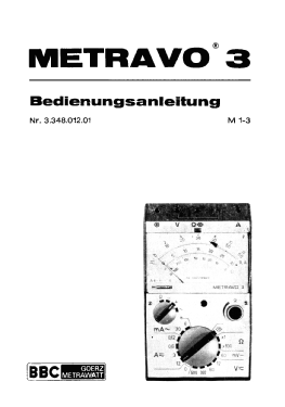 Metravo 3; Metrawatt, BBC Goerz (ID = 2901471) Equipment