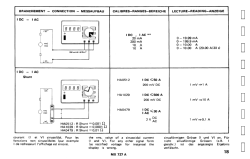 Digital Multimeter MX727A -1, -2, -21; Metrix, Compagnie (ID = 1980163) Equipment