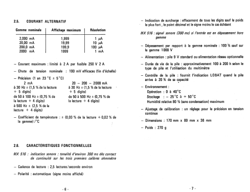 Multimètre numérique 2000 points MX516; Metrix, Compagnie (ID = 958032) Equipment