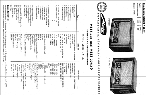 209/3D WF; Metz Transformatoren (ID = 451962) Radio