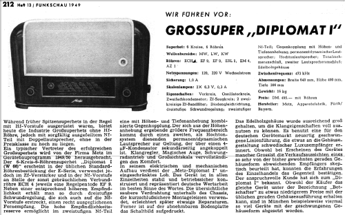 Diplomat MS/W66; Metz Transformatoren (ID = 1070541) Radio