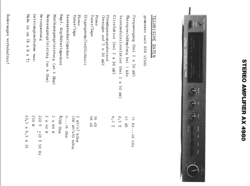 Stereo Amplifier AX-4980; Metz Transformatoren (ID = 791051) Ampl/Mixer