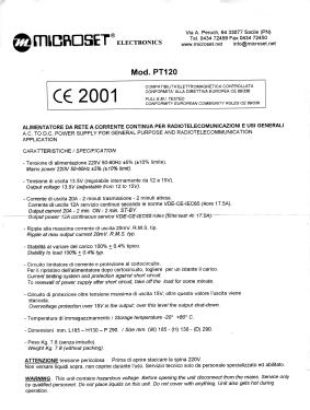 A.C. to D.C. Power Supply PT120; Microset; SacilePN (ID = 2881711) Power-S