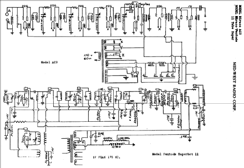 11Tube Pentode Superhet; Midwest Radio Co., (ID = 524404) Radio