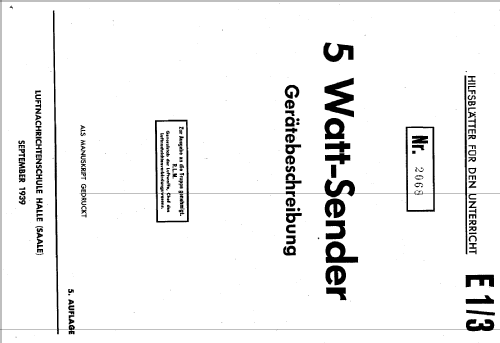 5 Watt-Sender a 5W-S.a ; Militär verschiedene (ID = 1916234) Mil Tr