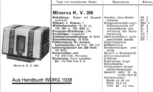 K.V.200 ; Minerva-Radio (ID = 368175) Radio