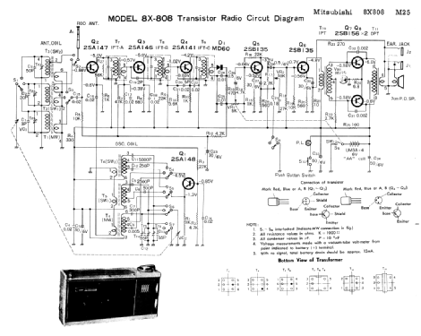 8 Transistor 8X-808; Mitsubishi Electric (ID = 1684375) Radio