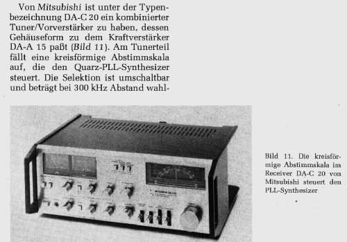 Dual Monaural Construction Tuner-Preamplifier DA-C20; Mitsubishi Electric (ID = 2490354) Radio